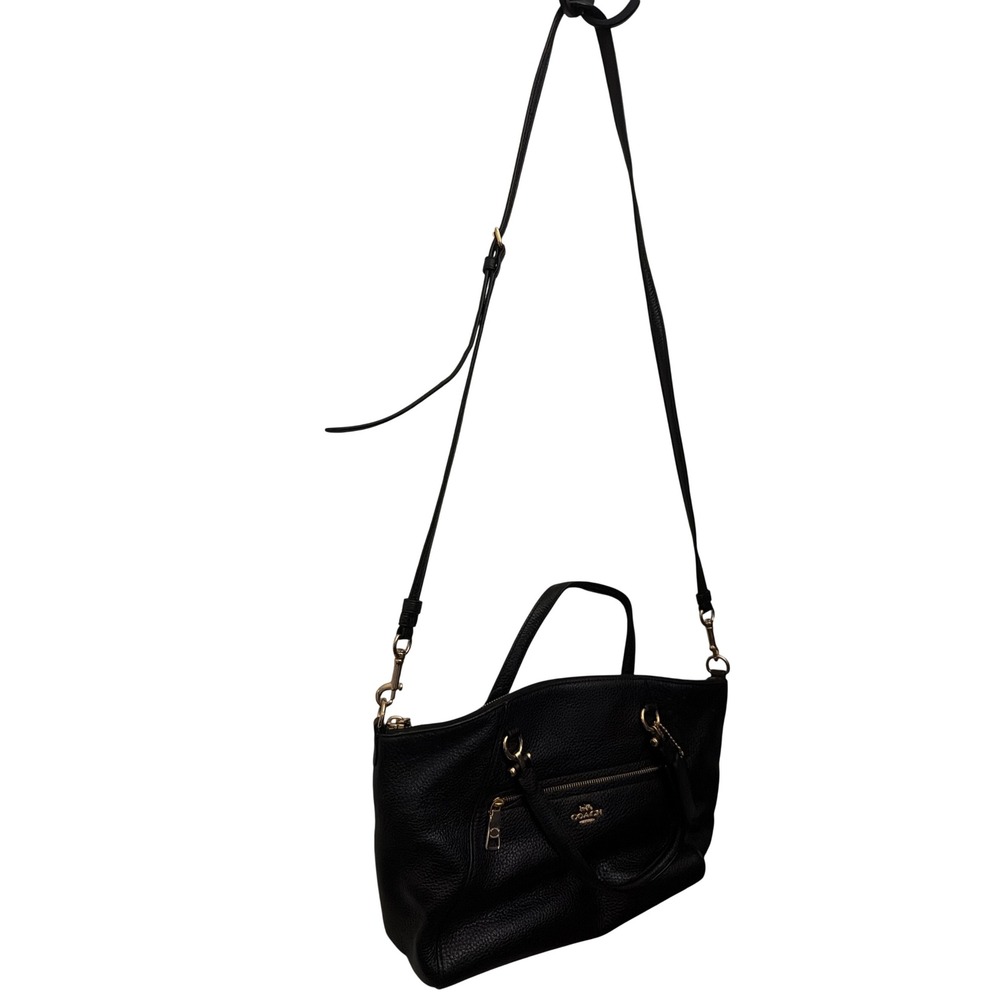 Coach Satchel Black Pebbled Leather Crossbody Bag Gold Hardware C2157-79997 - Picture 3 of 10